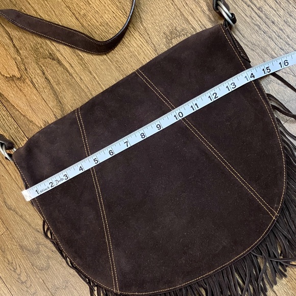 Vintage Polo Ralph Lauren Bag /Suede/Fringed/Saddlebag Style/Chocolate Brown - Picture 7 of 10